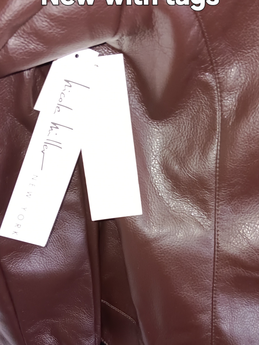 Nicole Miller Brown Faux Fur Trim Faux Leather Jacket Women's Size M NWT - Picture 5 of 6
